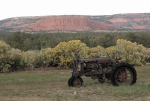 Tractor and mesa, Continental Divide, NM.