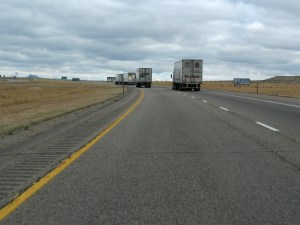 Trucks were a rarity along Route 66 but are ubiquitous along the interstates. You learn to live with them. 